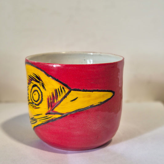 Red and Yellow Bush Stone Curlew Tumbler D